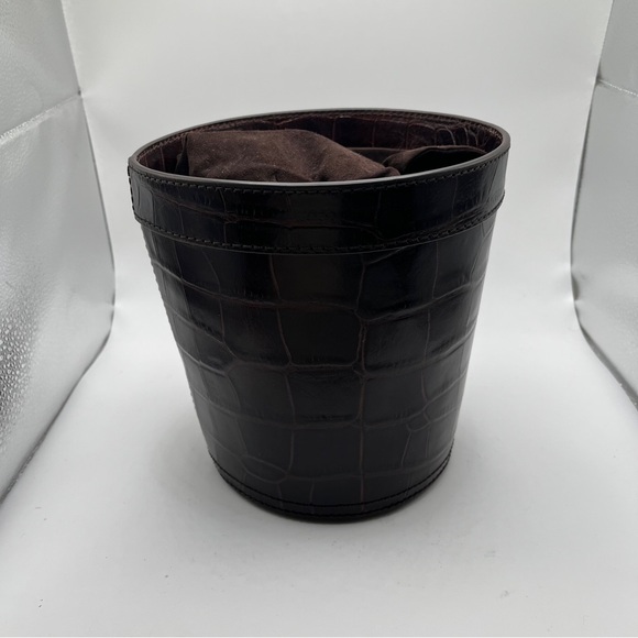 NWT New Staud Britt Croc-Effect Leather & Suede Bucket Bag Brown $375 - Picture 3 of 11